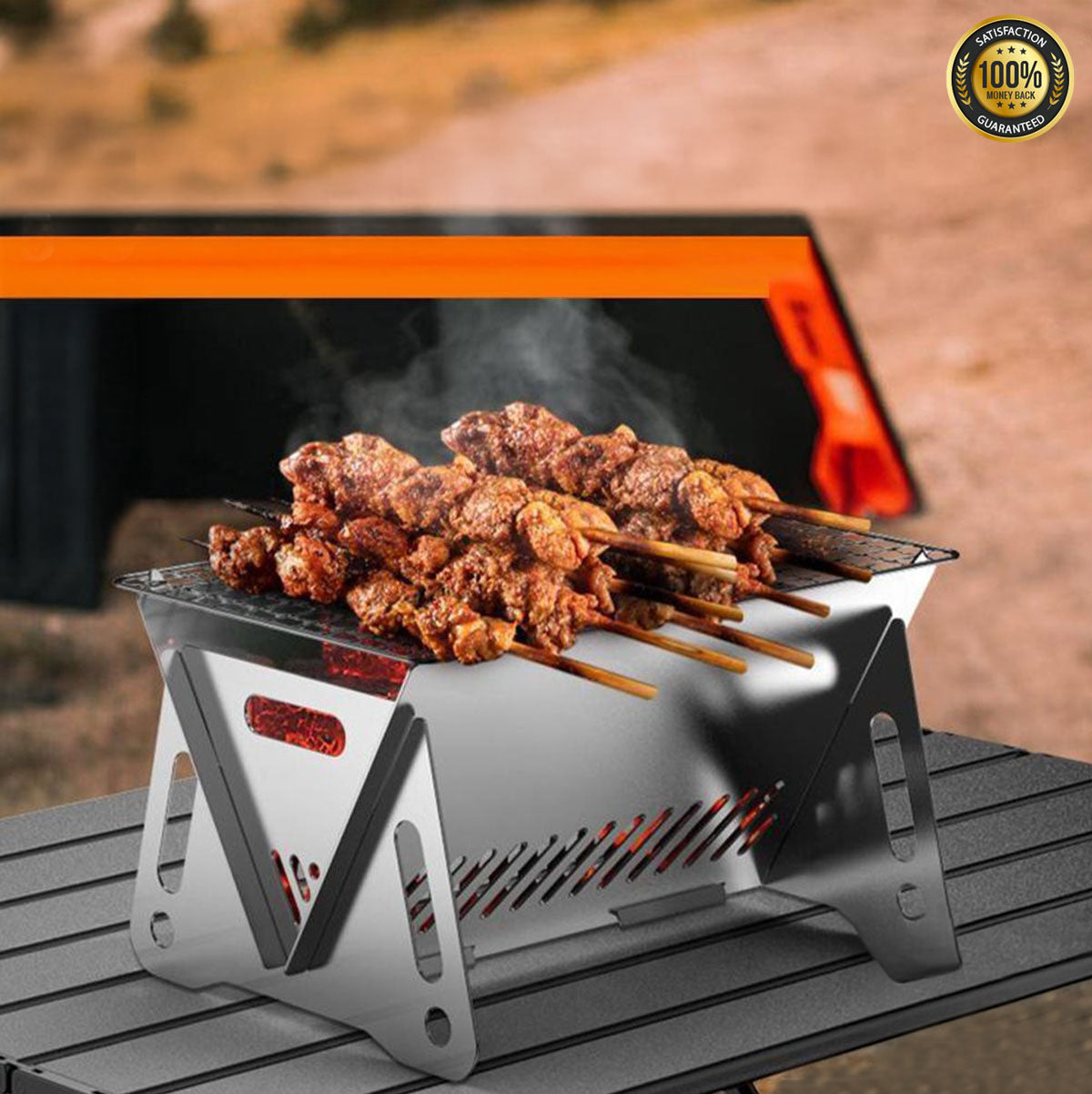 OzLiving™ Folding Stainless Steel BBQ Grill