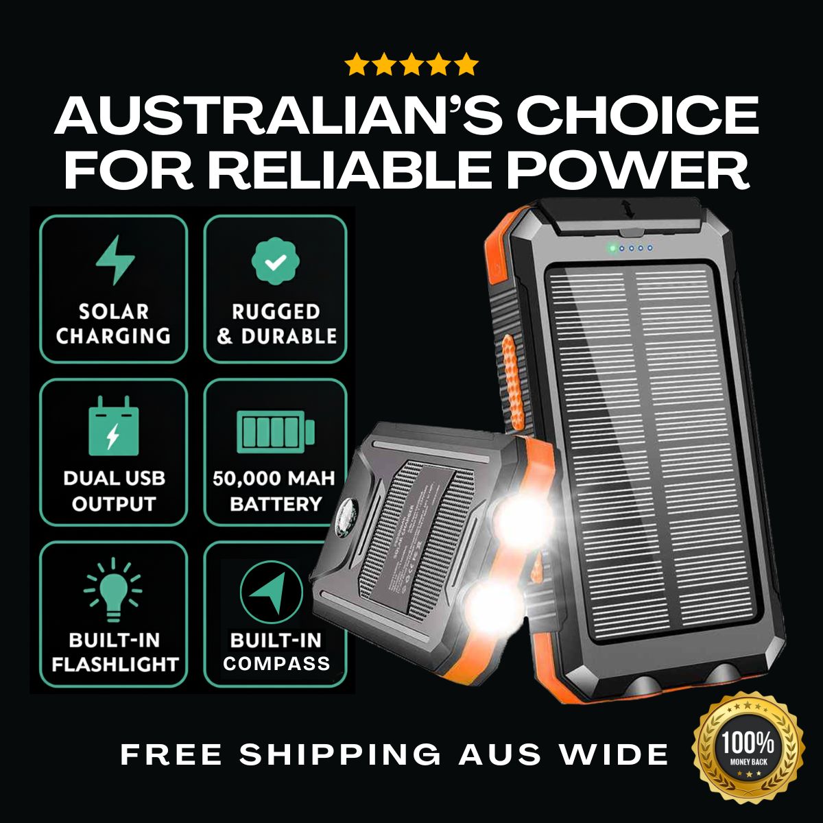 OzLiving™ Solar Power Bank